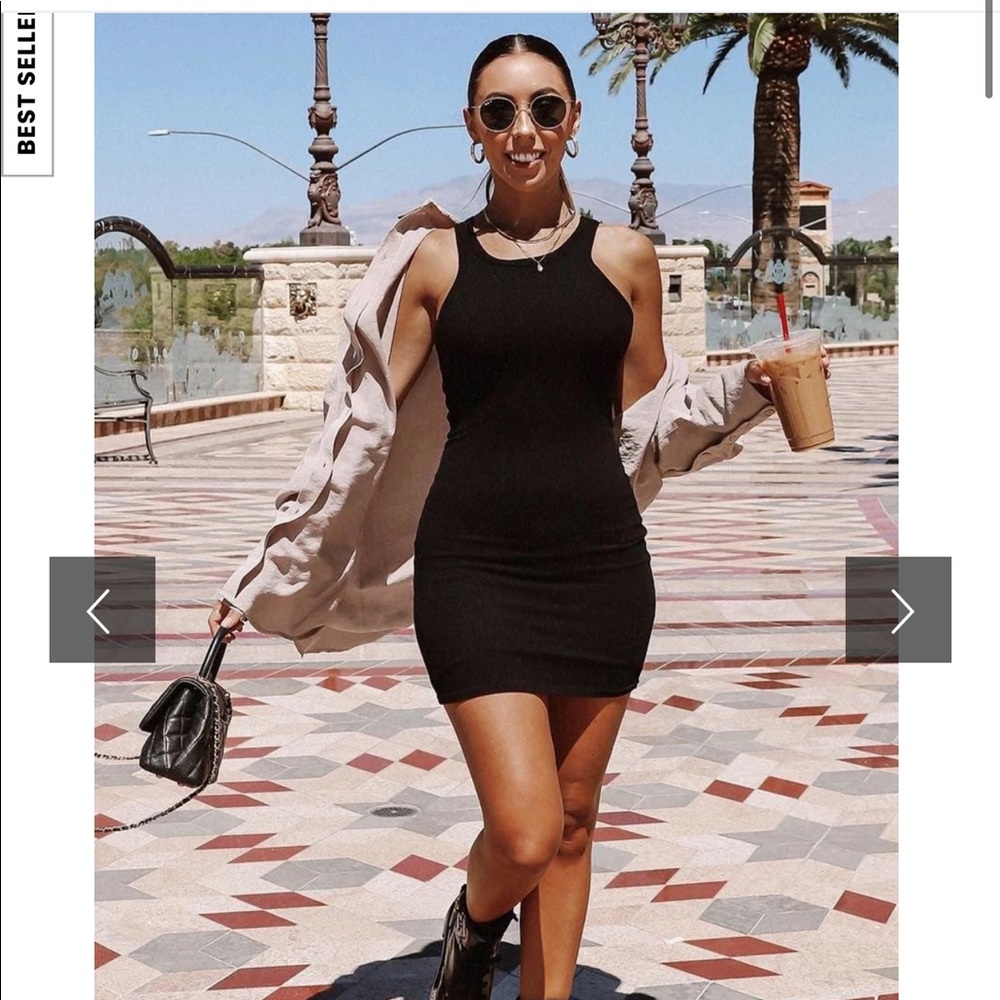 Ribbed Knit Crew Neck Bodycon Mini Dress